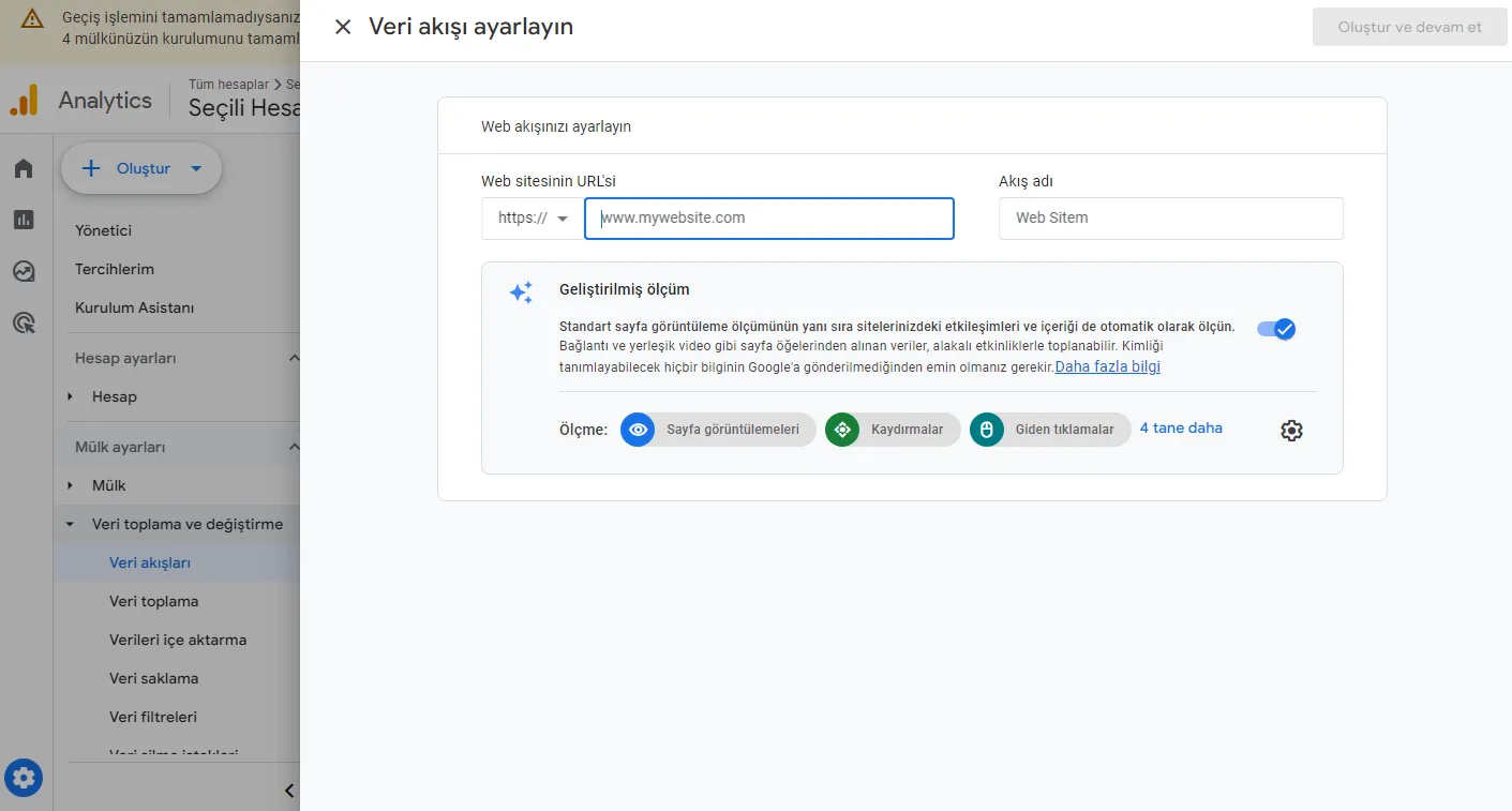 G4 Veri Akışı Domain Girişi