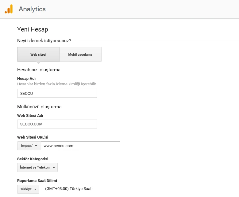 Google Analytics'a Alan Adının Eklenmesi