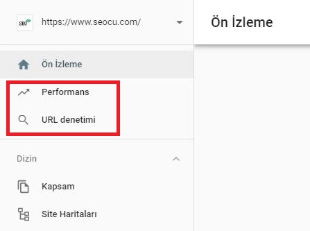 Performans ve URL Denetleyici Menü Görünümü